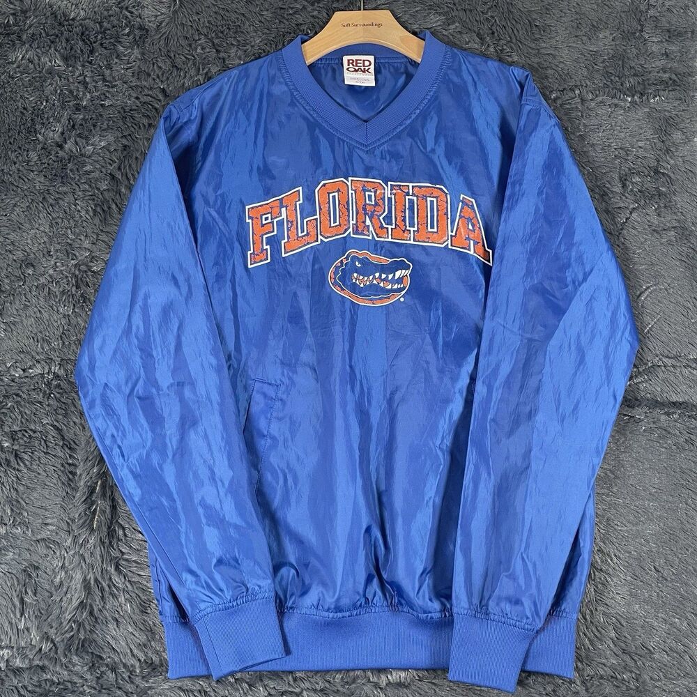 VINTAGE UF FLORIDA GATORS WINDBREAKER JACKET MEN'S SMALL BLUE RED OAK SPORTSWEAR